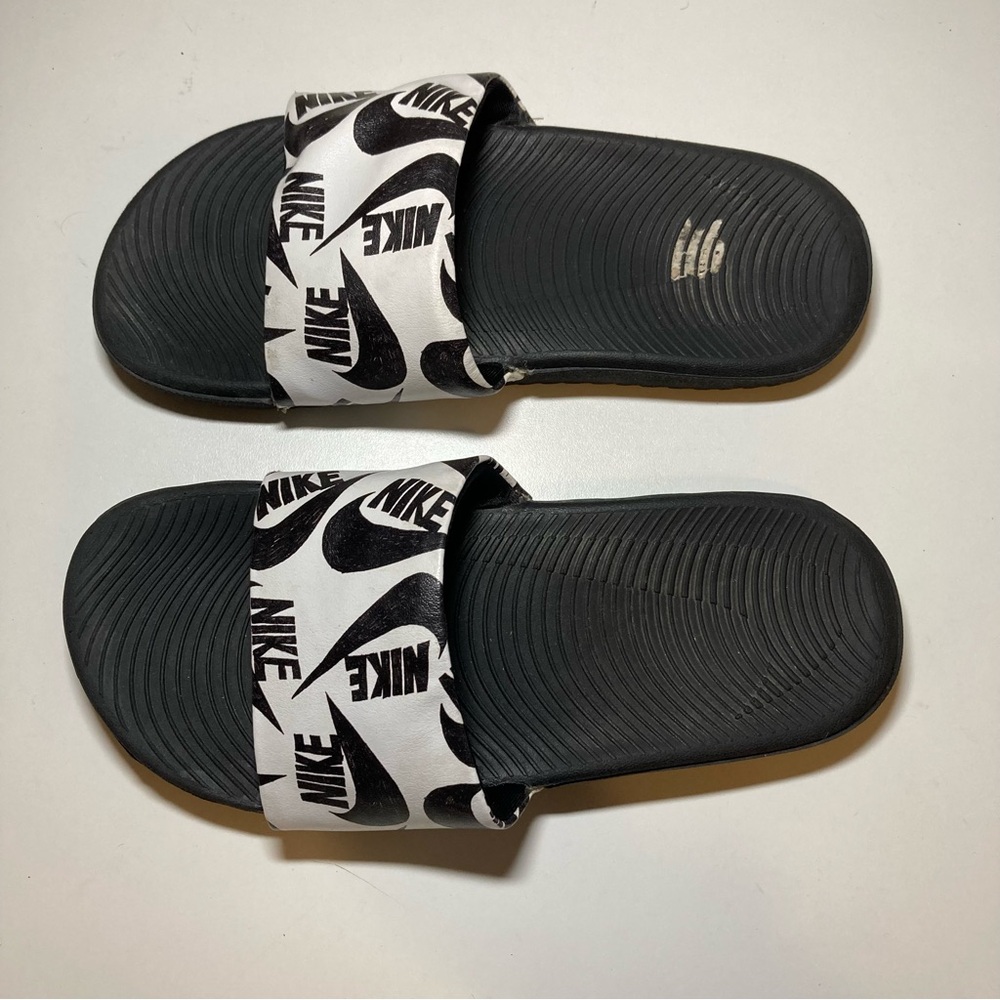 🌺 Nike Kawa Slide Kid's 3Y SE JDI GS/PS Black White Slip On